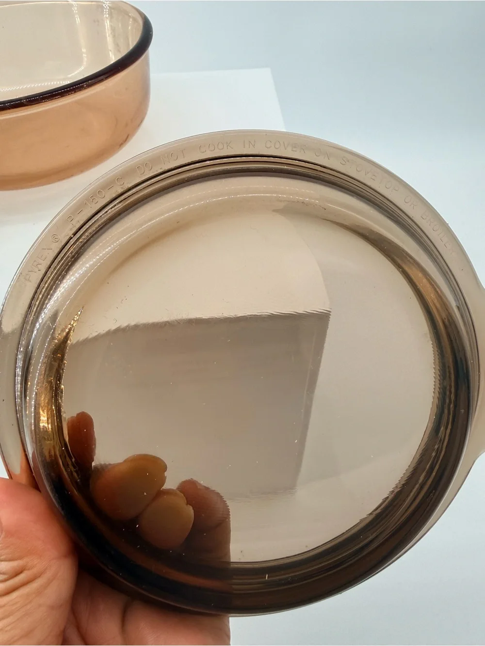 Amber Glass Covered Serving Bowl with Handle